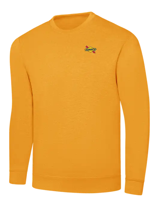 Gold 7.8 oz Ring Spun Crew Sweatshirt
 w/Sunoco Logo
