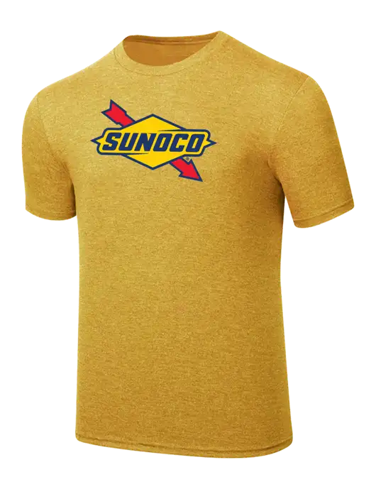 Simply Soft Yellow Gold Heathered 4.5oz Poly/Combed Ring Spun Cotton T-Shirt
 w/Sunoco Logo