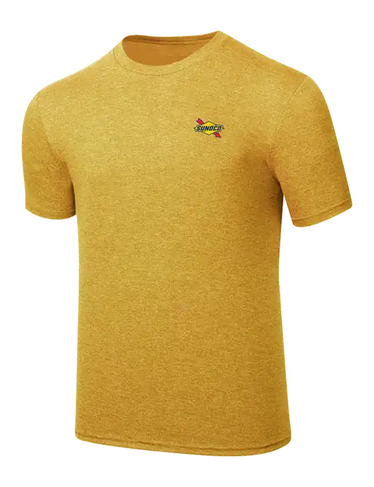 Simply Soft Yellow Gold Heathered 4.5oz Poly/Combed Ring Spun Cotton T-Shirt
 w/Sunoco Logo
