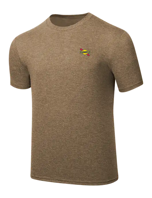 Simply Soft Light Brown Heathered 4.5oz  Poly/Combed Ring Spun Cotton T-Shirt w/Sunoco Logo