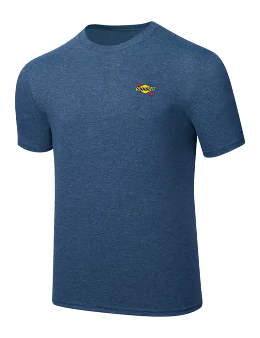 Simply Soft Heathered Navy 4.5oz  Poly/Combed Ring Spun Cotton T-Shirt w/Sunoco Logo