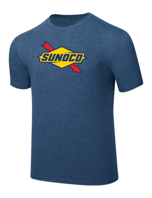 Simply Soft Heathered Navy 4.5oz  Poly/Combed Ring Spun Cotton T-Shirt w/Sunoco Logo