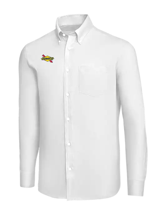 Brooks Brothers White Wrinkle-Free Stretch Nailhead Shirt w/Sunoco Logo