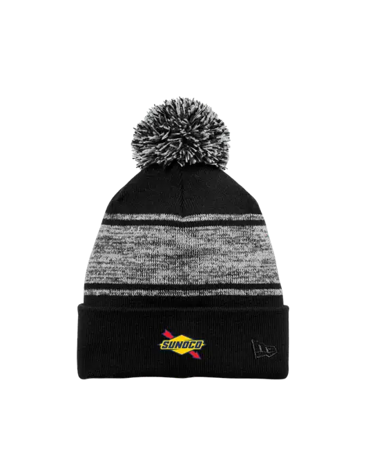 New Era Black/Charcoal Knit Chilled Pom Beanie w/Sunoco Logo