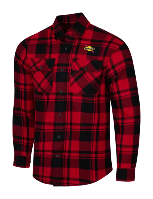 Red/Black Plaid Flannel Shirt w/Sunoco Logo
