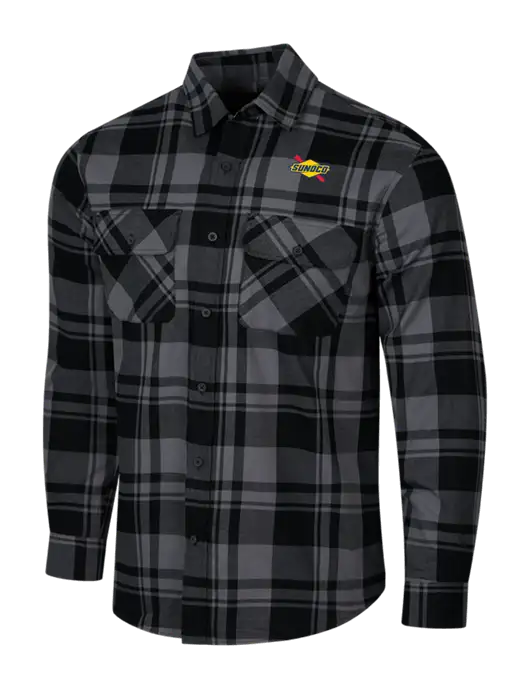 Medium Grey/Black Plaid Flannel Shirt w/Sunoco Logo