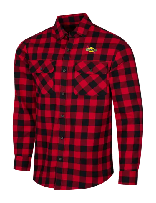 Red/Black Buffalo Check Plaid Flannel Shirt w/Sunoco Logo