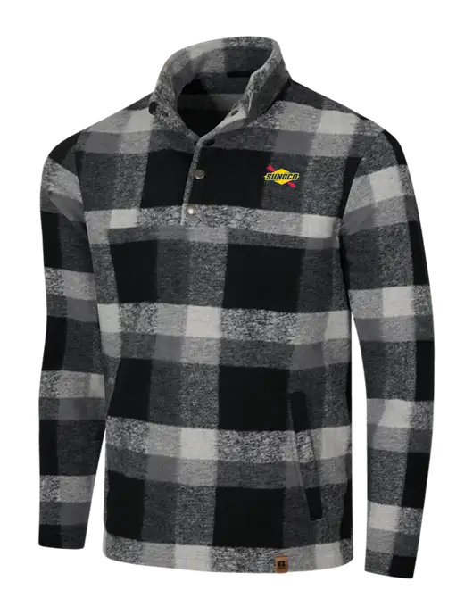 Russell Outdoors Black/White Plaid Basin Snap Pullover w/Sunoco Logo