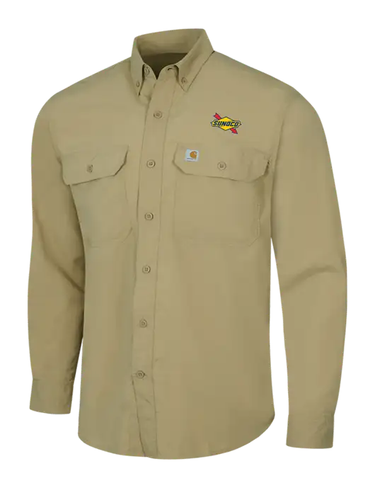 Carhartt Force Dark Tan Solid Long Sleeve Shirt w/Sunoco Logo