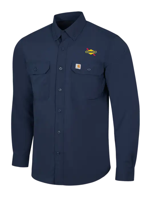 Carhartt Force Navy Long Sleeve Shirt w/Sunoco Logo