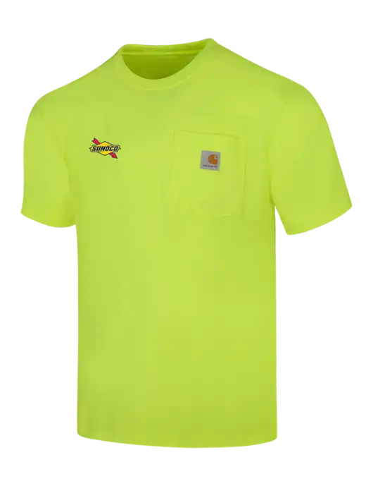 Carhartt Workwear Safety Yellow Pocket Short Sleeve T-Shirt w/Sunoco Logo