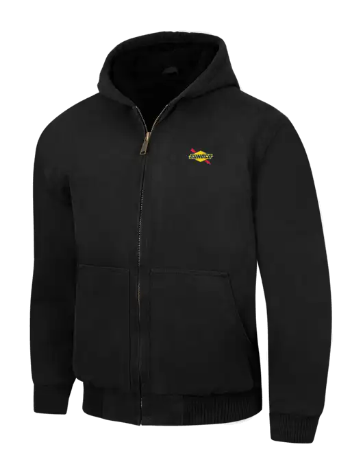 CornerStone Black Washed Duck Cloth Insulated Hooded Work Jacket w/Sunoco Logo