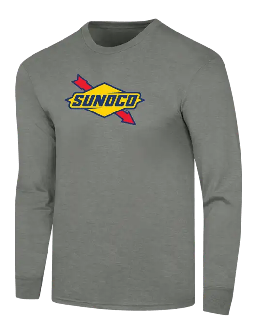 Simply Soft Long Sleeve Heathered Charcoal 4.5 oz, Poly/Combed Ring Spun Cotton T-Shirt w/Sunoco Logo