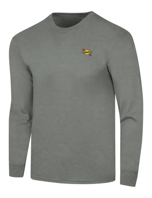 Simply Soft Long Sleeve Heathered Charcoal 4.5 oz, Poly/Combed Ring Spun Cotton T-Shirt w/Sunoco Logo
