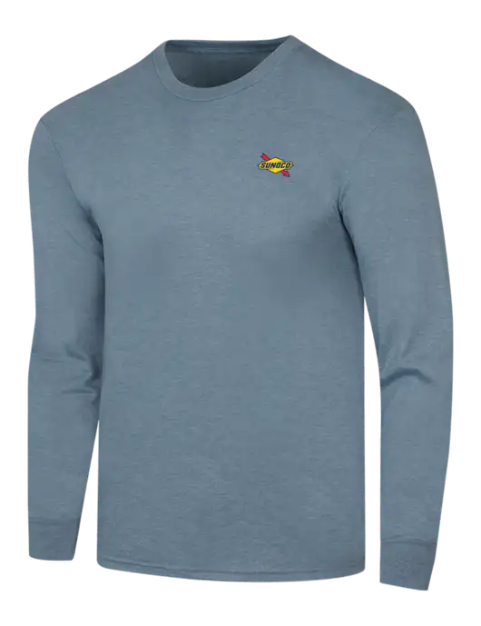 Simply Soft Long Sleeve Slate Blue Heather 4.5 oz, Poly/Combed Ring Spun Cotton T-Shirt w/Sunoco Logo