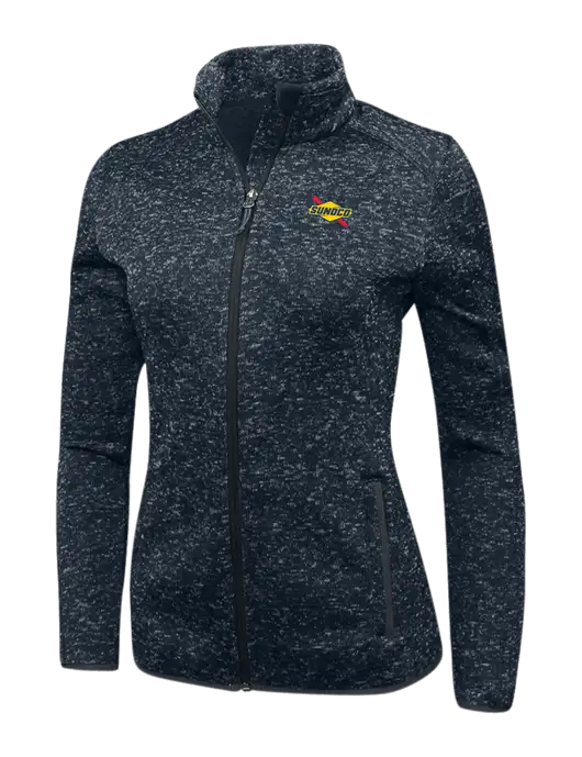 Navy Heather Womens Sweater Fleece Jacket w/Sunoco Logo