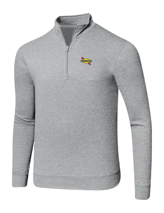 Light Heather Grey 8.5 oz Ring Spun 1/4 Zip Pullover Sweatshirt w/Sunoco Logo