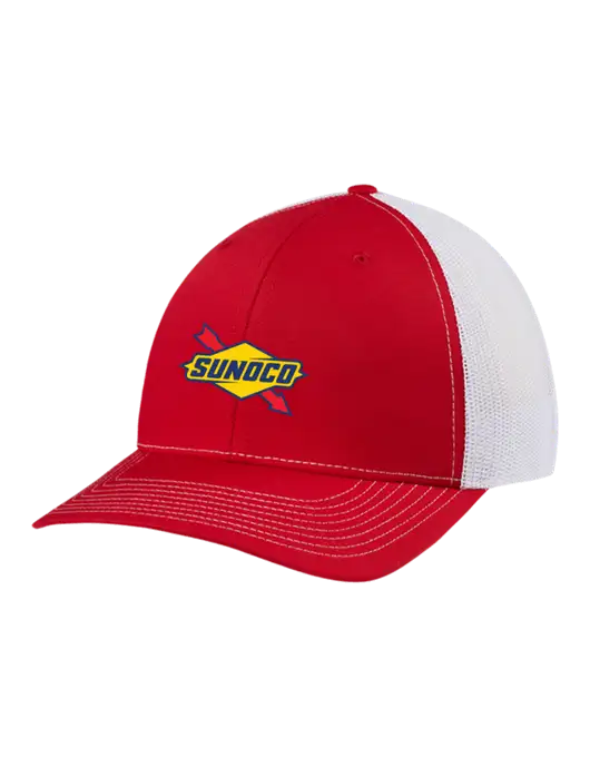 Richardson Adjustable Snapback Original 112 Trucker Cap Red w/White Mesh w/Sunoco Logo