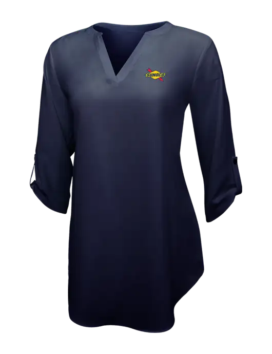 Navy Womens 3/4 Sleeve Tunic Blouse w/Sunoco Logo