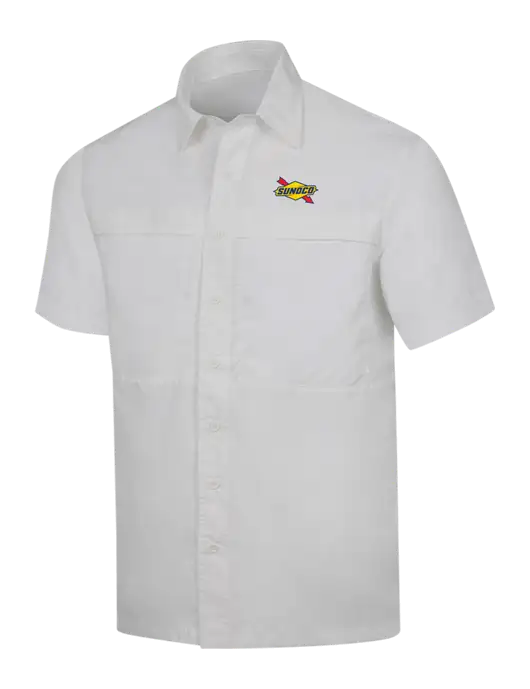 White Short Sleeve UV Daybreak Shirt w/Sunoco Logo