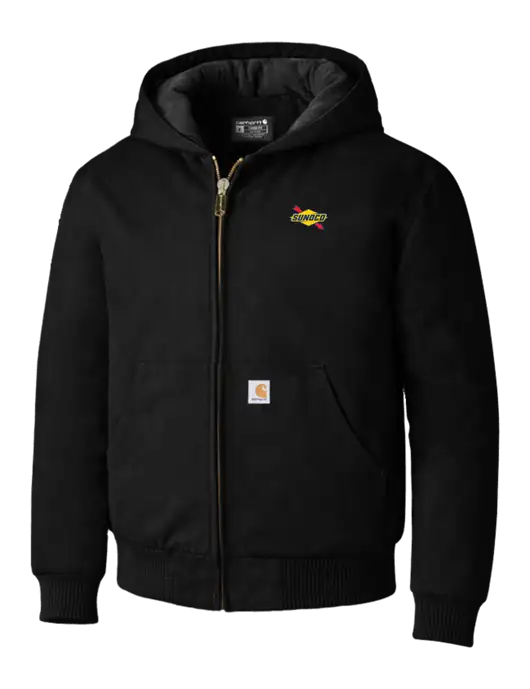Carhartt Black Quilted-Flannel-Lined Duck Active Jacket w/Sunoco Logo