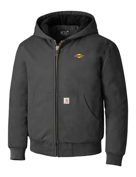Carhartt Dark Grey Quilted-Flannel-Lined Duck Active Jacket w/Sunoco Logo