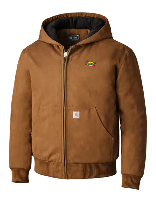 Carhartt Brown Quilted-Flannel-Lined Duck Active Jacket w/Sunoco Logo