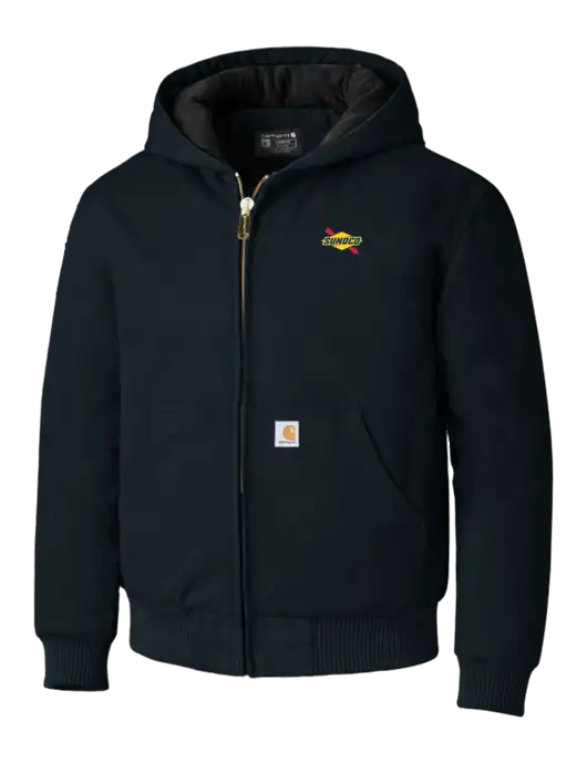 Carhartt Navy Quilted-Flannel-Lined Duck Active Jacket w/Sunoco Logo