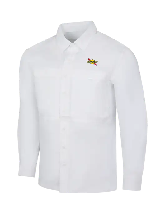 White Long Sleeve UV Daybreak Shirt w/Sunoco Logo