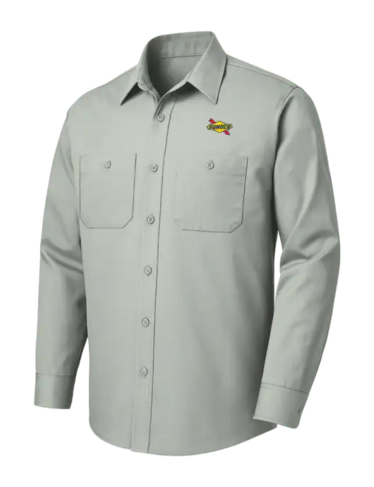 Red Kap Light Grey Long Sleeve Work Shirt w/Sunoco Logo