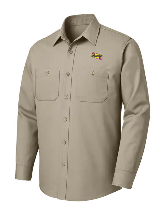 Red Kap Tan Long Sleeve Work Shirt w/Sunoco Logo