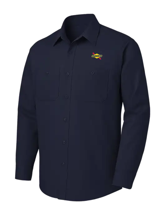Red Kap Navy Long Sleeve Work Shirt w/Sunoco Logo