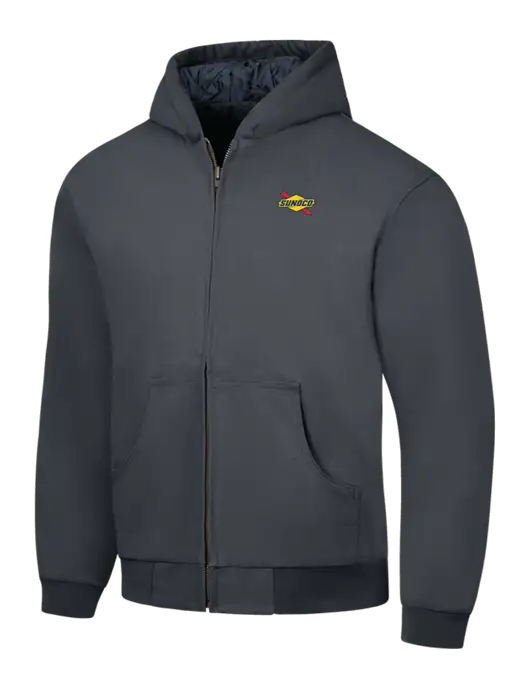 CornerStone Charcoal Duck Cloth Hooded Work Jacket w/Sunoco Logo