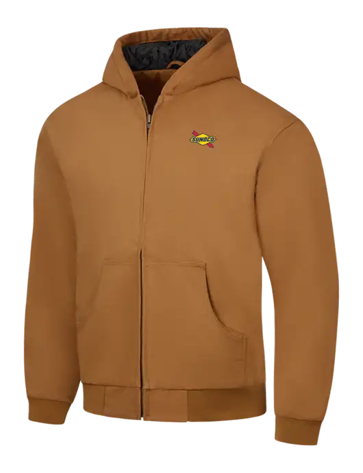 CornerStone Light Brown Duck Cloth Hooded Work Jacket w/Sunoco Logo