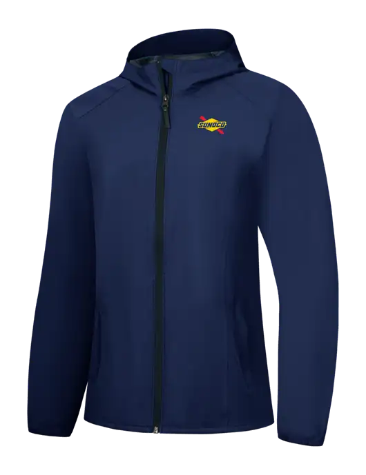 Womens Navy Essential Rain Jacket w/Sunoco Logo