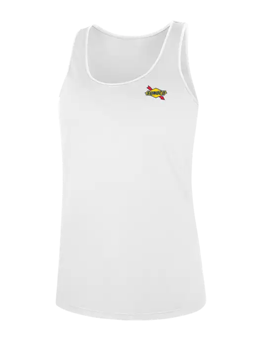 Womens White Perfect Tri Racerback Tank w/Sunoco Logo