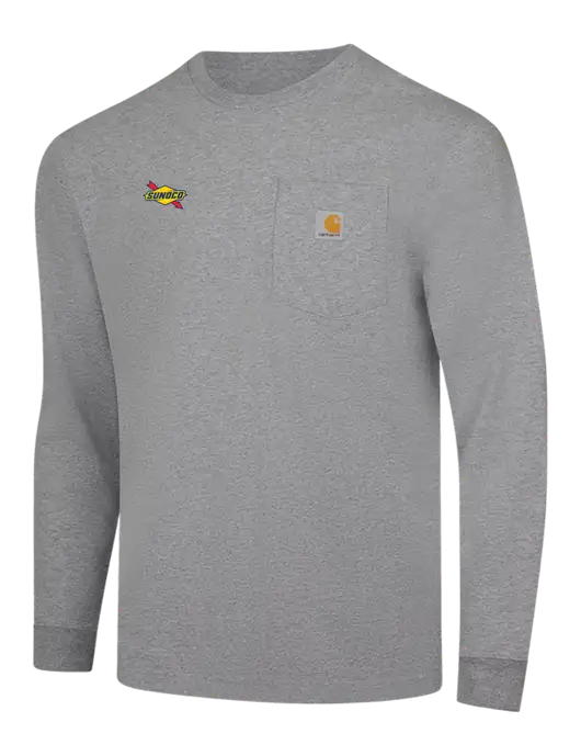 Carhartt Light Grey Heather Workwear Pocket Long Sleeve T-Shirt w/Sunoco Logo