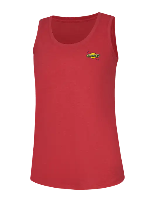 Womens Red Frost Perfect Tri Racerback Tank w/Sunoco Logo