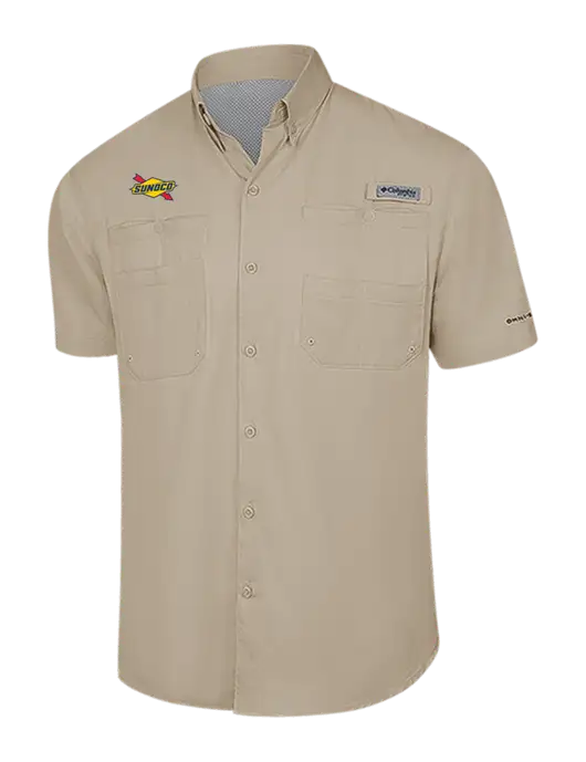 Columbia Tan PFG Tamiami II Short Sleeve Shirt w/Sunoco Logo