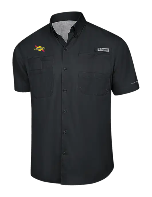 Columbia Black PFG Tamiami II Short Sleeve Shirt w/Sunoco Logo