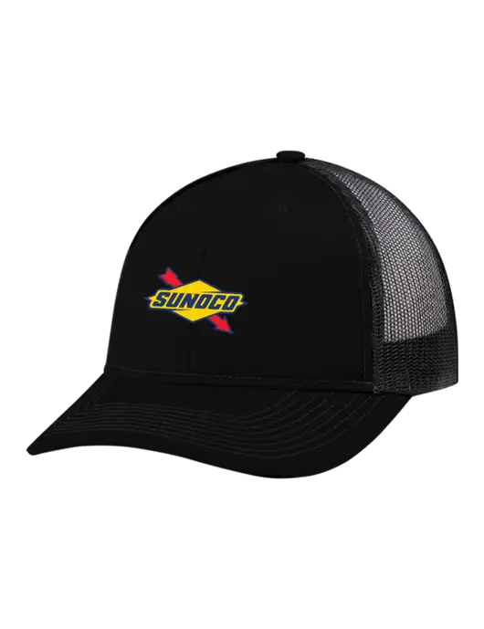 Snapback Ponytail Trucker Cap Black w/Black Mesh w/Sunoco Logo