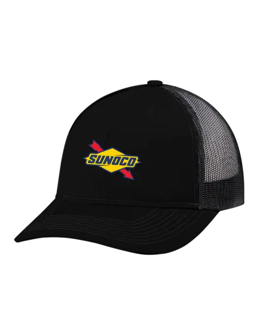 Snapback Ponytail Trucker Cap Black w/Black Mesh w/Sunoco Logo