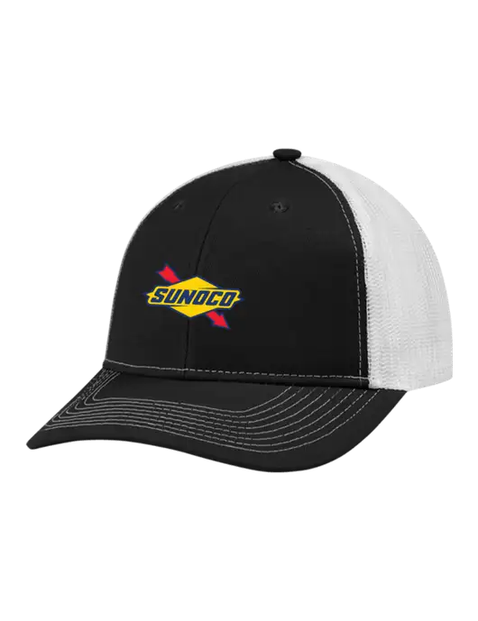 Snapback Ponytail Trucker Cap Black w/White Mesh w/Sunoco Logo