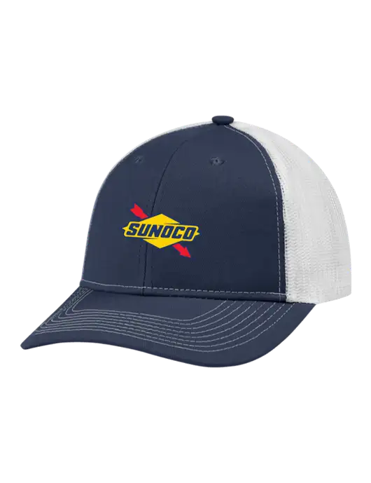 Snapback Ponytail Trucker Cap Navy w/White Mesh w/Sunoco Logo