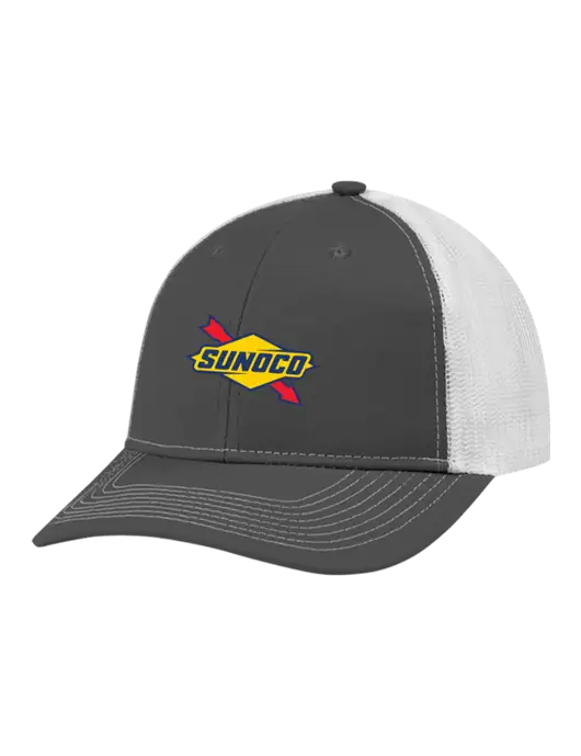 Snapback Ponytail Trucker Cap Dark Grey w/White Mesh w/Sunoco Logo