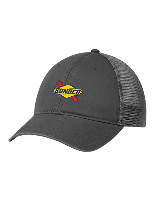Richardson 111 Garment Washed Trucker Cap Charcoal w/Charcoal Mesh w/Sunoco Logo