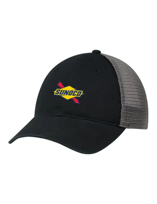 Richardson 111 Garment Washed Trucker Cap Black w/Charcoal Mesh w/Sunoco Logo