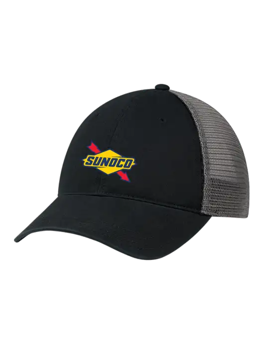 Richardson 111 Garment Washed Trucker Cap Black w/Charcoal Mesh w/Sunoco Logo