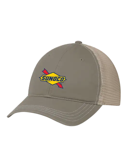 Richardson 111 Garment Washed Trucker Cap Medium Taupe w/Tan Mesh w/Sunoco Logo