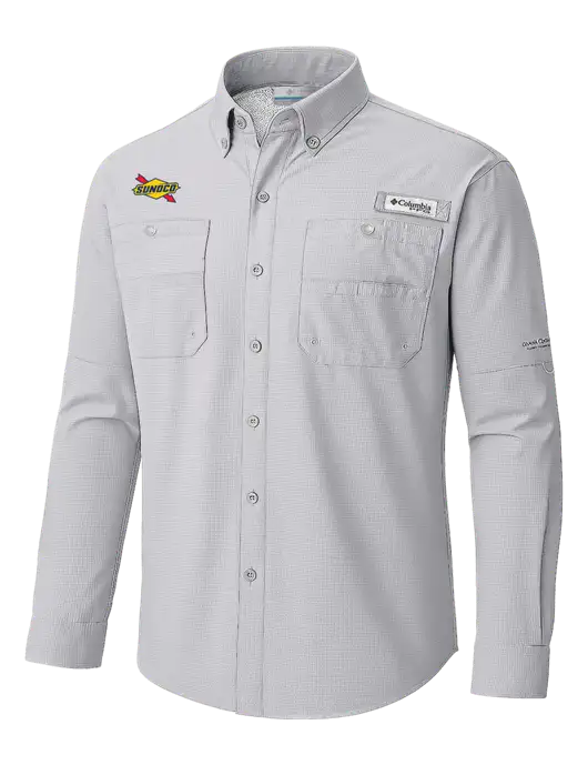 Columbia Cool Grey PFG Tamiami II Long SleeveShirt w/Sunoco Logo